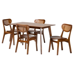 Baxton Studio Billie Wood Dining Table - Bentwood Leg Table with Rectangular Top, Mid-Century Style Centerpiece Seats 4-6 in Kitchen or Dining Room